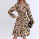 Chic Women's Dress with V-Neck and Elastic Belt