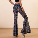 Trendy Women's Flared Leggings in Transparent Snake Print