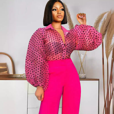 Chic Women's Blouse with Statement Puff Sleeves