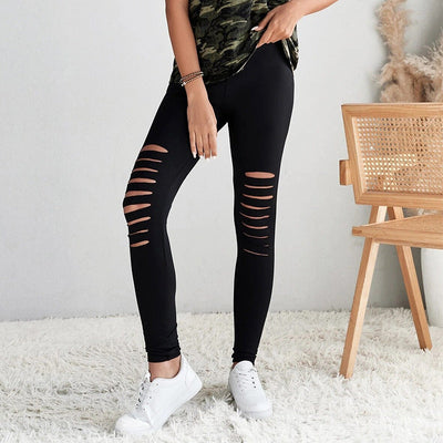 Chic High-Waisted Leggings with Trendy Cut-Outs