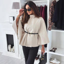 Stylish Cape Blouse with Pleated Detail and Accent Belt