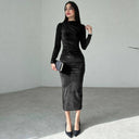 Chic Long Sleeve Dress with Ruffled Design and Figure-Flattering Fit