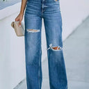 Trendy Women's Ripped Flared Jeans