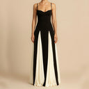 Chic Maxi Dress with Contrast Panels & Slim Straps
