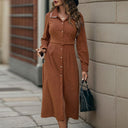 Chic Women's Shirt Dress with Button Placket and Waist Belt