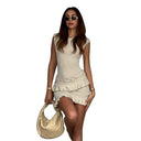Chic Women's Short Wrap Dress with Asymmetrical Hem and Ruffles