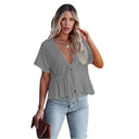 Women's Deep V-Neck Loose Fit Blouse