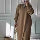 Chic Hooded Dress with Zipper Detail