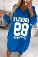 Stylish Women's Oversized V-Neck Sports Dress with Contrasting Sleeves