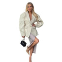 Chic Textured Faux Leather Blazer for Women