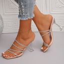 Chic Rhinestone Embellished Slide Sandals with Clear Heel
