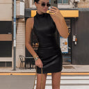Chic Women's Bodycon Neck Dress in Minimalist Style