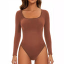 Women's Long Sleeve Deep Neck Bodysuit - Stylish & Chic Design