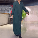 Chic Women's Long Sleeve Dress with Stylish Pockets and Stand-Up Collar