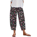 Floral Print Women's Wide-Leg Trousers with Stretch Waist