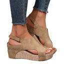Women's Cork Platform Sandals with Fashionable Cutouts by Heidi-Mode