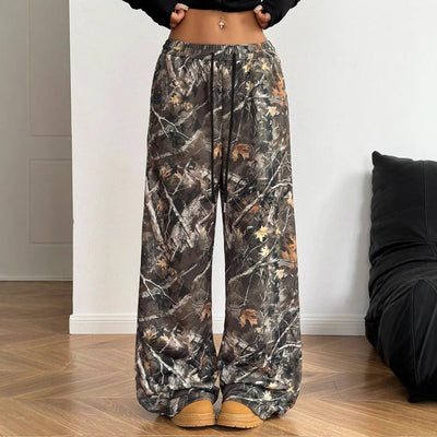 Floral Design Women’s Pants with Elastic Waistband