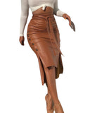 Chic Women's Asymmetrical Pencil Skirt with Ruffle Accents