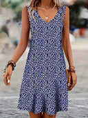 Chic V-Neck Sleeveless Summer Dress with Button Placket