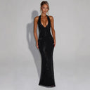 Stunning Evening Dress with Deep V-Neck & Back Cutout