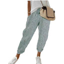 Women's Striped Pants with Elastic Waist and Side Pockets
