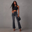 High-Waisted Bootcut Jeans in Premium Denim