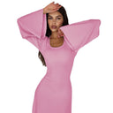 Flared Sleeve Maxi Dress with Gathered Bodice