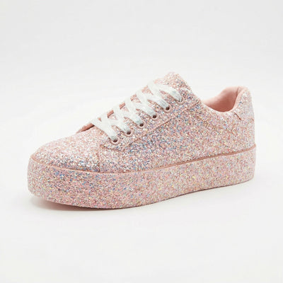 Glittery Women's Sneakers with Enhanced Sole Design