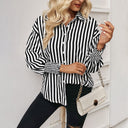 Women's Oversized Striped Blouse – Trendy Style