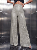 Festive Women's Shiny Wide-Leg Pants