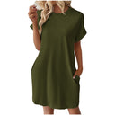 Chic Women's T-Shirt Dress with Convenient Pockets