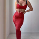 Glittering Women’s Crop Top & Fitted Skirt Duo
