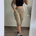 Women's Cargo Jogging Pants with Elastic Waist and Pocket Design