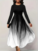 Chic Maxi Dress with Gradient Design and Long Sleeves