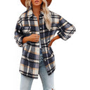 Stylish Checkered Blouse with Oversized Fit and Pockets