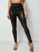 High-Gloss Snake Print Leggings for Women