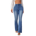 Chic High-Waisted Flared Jeans with Trendy Fringes