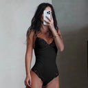 Chic Lace Bodysuit with Deep V-Neck & Delicate Straps