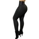 Chic Women's High-Waisted Leggings with Stylish Straps and Zipper