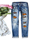 Unique Halloween Design Women's Destroyed Jeans