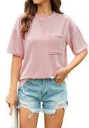 Textured Women's T-Shirt with Pocket Detail