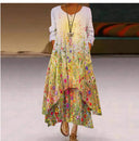Artistic Floral Maxi Dress with Asymmetrical Hem