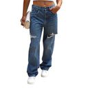 Vintage-Inspired Women's Boyfriend Jeans with Distressed Details