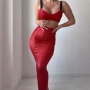 Glittering Women’s Crop Top & Fitted Skirt Duo