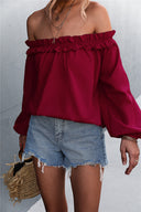 Off-Shoulder Ruffle Women’s Blouse for Stylish Elegance