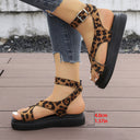 Ladies Comfortable Platform Sandals with Fashionable Leopard Print and Adjustable Strap Design Heidi Fashion