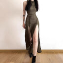 Chic Hooded Maxi Dress with Slit