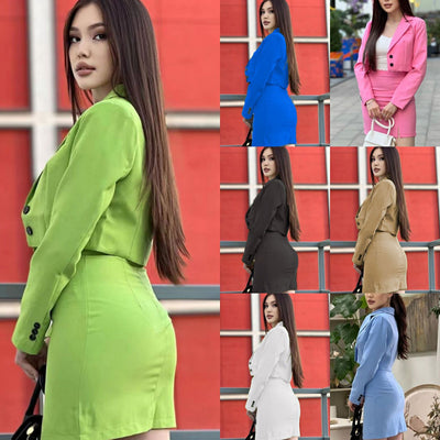 Chic Women's Blazer Dress with Decorative Button Accents
