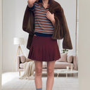 High-Waisted Women's Pleated Skirt with Sporty Style
