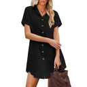 Chic Women's Shirt Dress with Button Accents and Patch Pocket